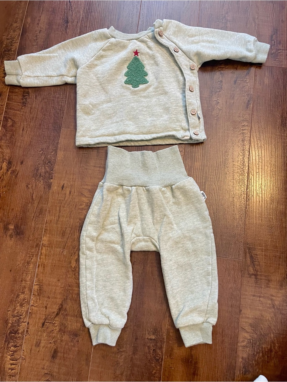 Rabbit Bear Organic Christmas Track Suit Green for Baby